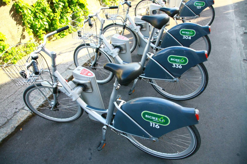 リブリャナのレンタル自転車。カードを購入すれば誰でも借りれるらしい。