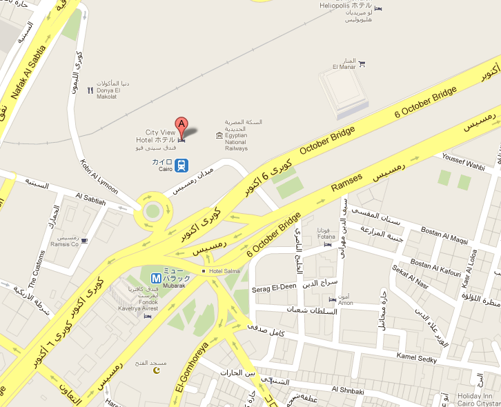 google mapでCairo central post officeと検索するとこの地図が。