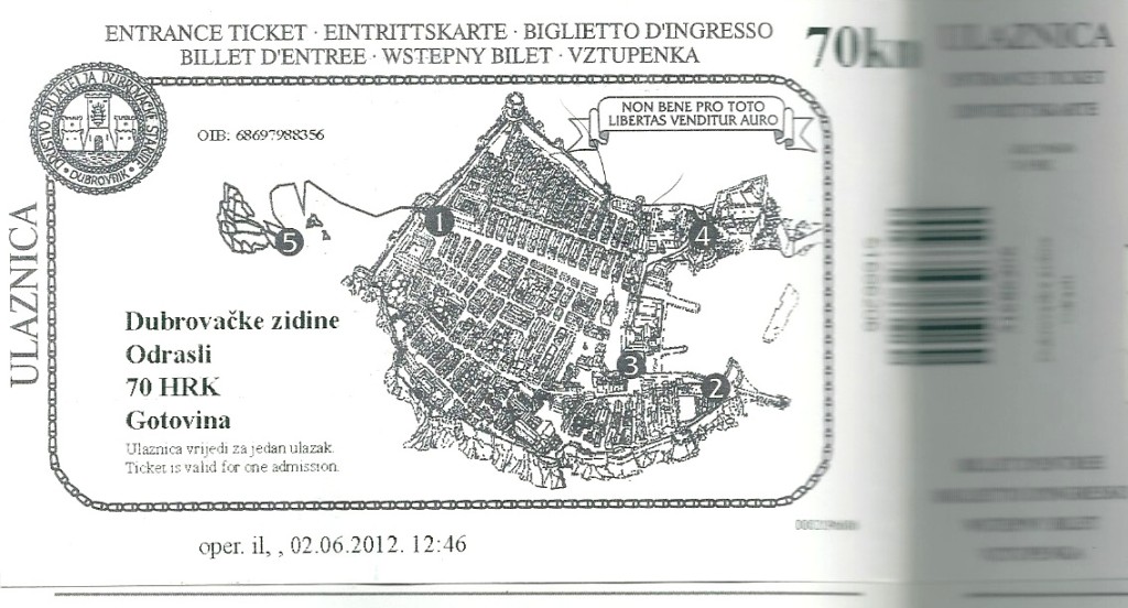 ドブロブニク旧市街城壁の入場チケット